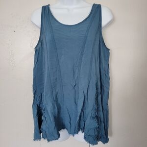 Intimately Free People Women's Small Blue Tank Top Hanky Hem Flowy Soft Rayon